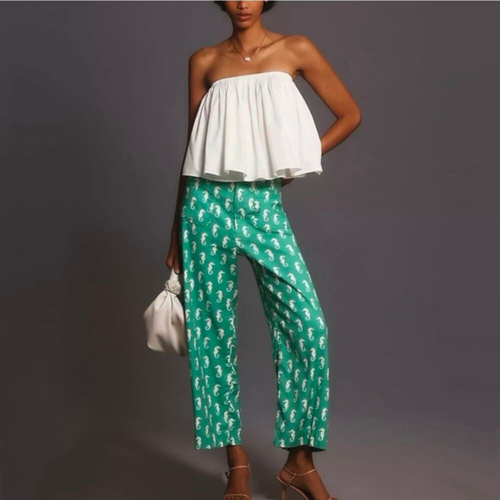 Anthropologie Maeve The Colette Linen Blend Seahorse Pants. Size 27. Ret. $138